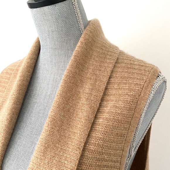 Charter Club Luxury 100% Cashmere Open-Front Long Vest Light Camel Brown - Picture 2 of 9